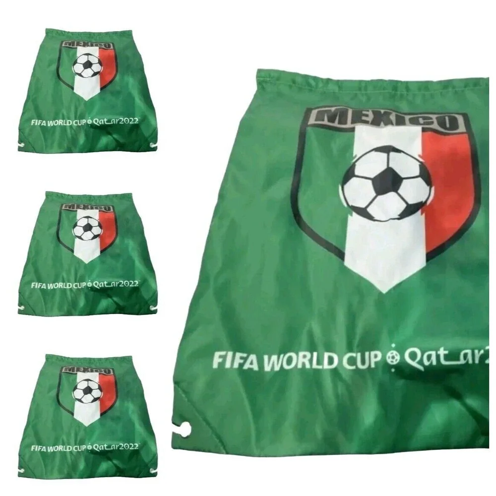 4-pack FIFA World Cup 2022 MEXICO Sling Bag 17x13.5 Soccer Drawstring Backpack